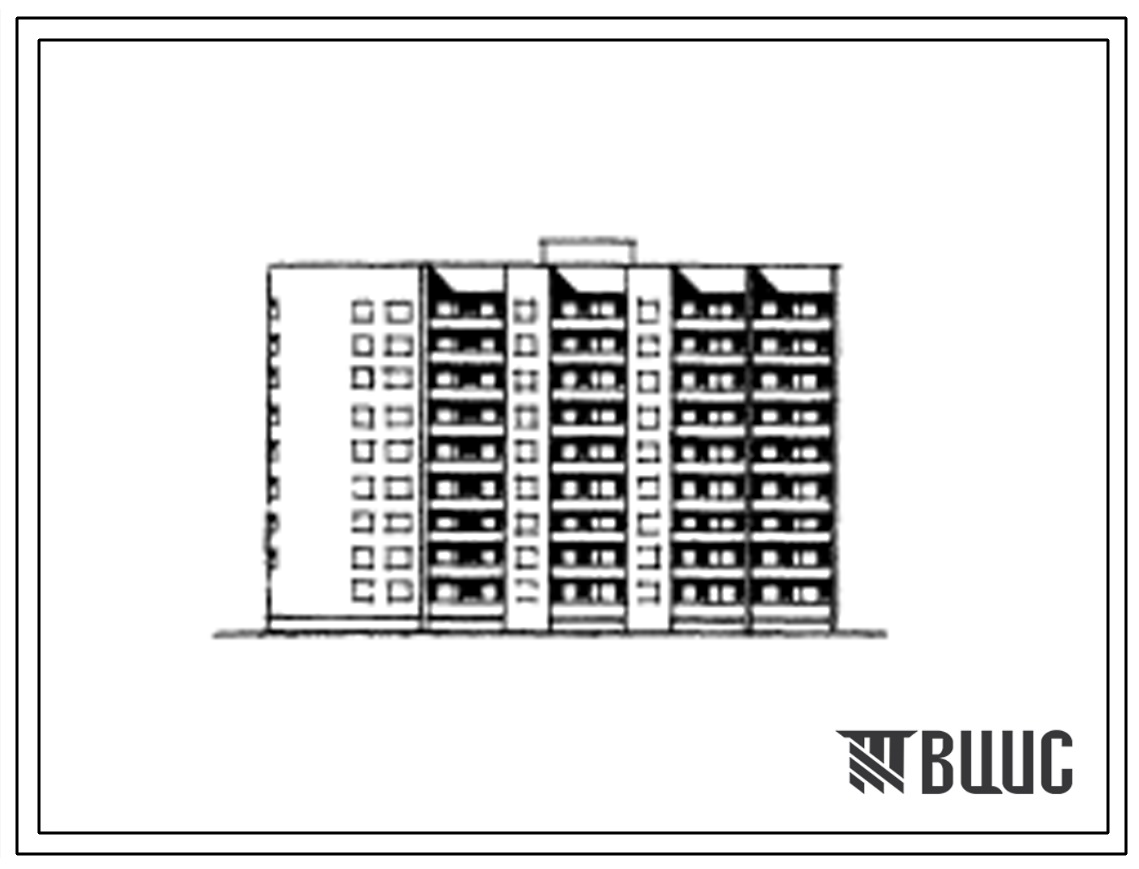 Типовой проект 124-018 Блок-секция девятиэтажная торцевая левая со встроенными в 1 этаже подсобными помещениями для продовольственного магазина «, тип .пр. 272-32-23, блок 4, тип 2, на 70 квартиры (однокомнатных 1Б-9, двухкомнатных 2Б-36, трехкомнатных 3Б