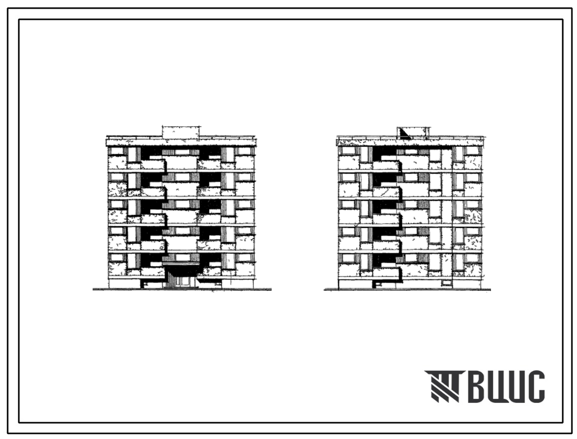 Типовой проект 126-027 Пятиэтажная рядовая, торцевая блок-секция на 15 квартир (двухкомнатных 2А-5, двухкомнатных 2Б-10). Стены из крупных ячеистобетонных блоков.