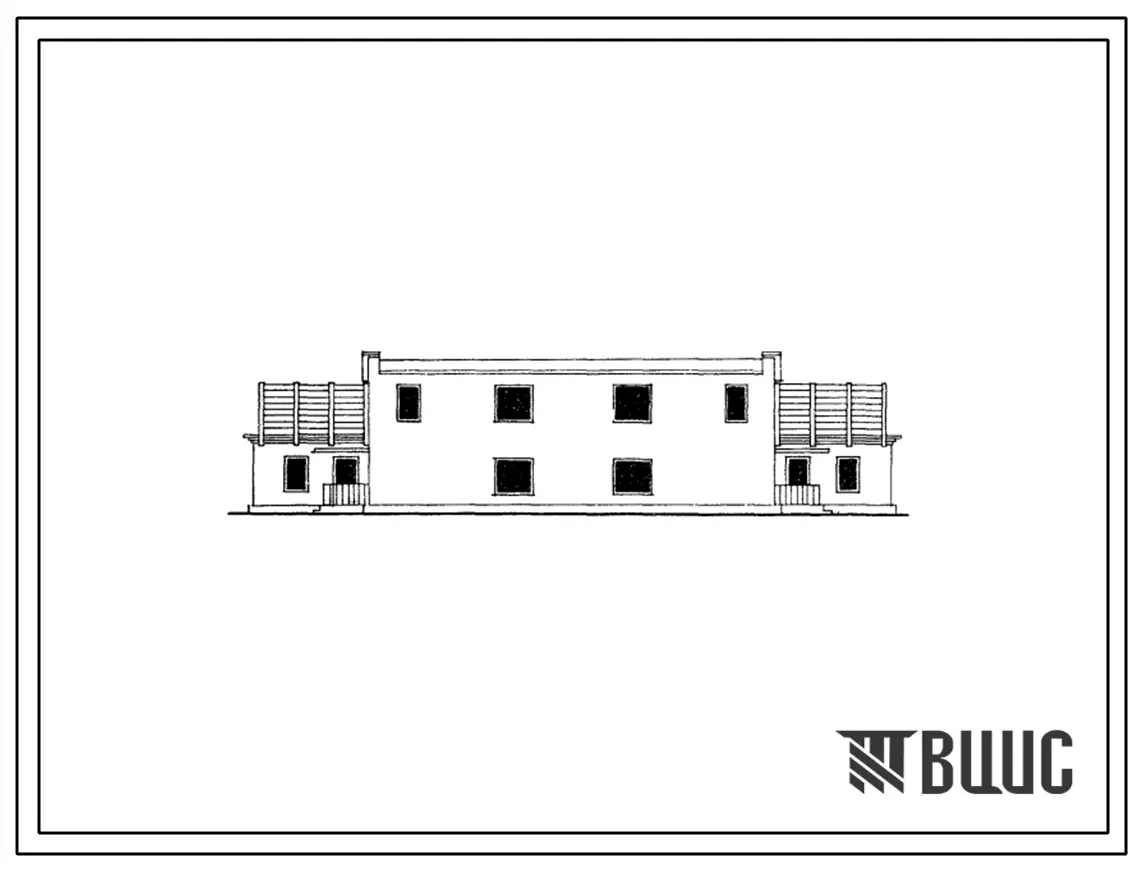 Типовой проект 184-52-117с 2-этажный 2-квартирный блокированный дом с 5-комнатными квартирами (кухни выносные, стены из обыкновенного глиняного кирпича).
