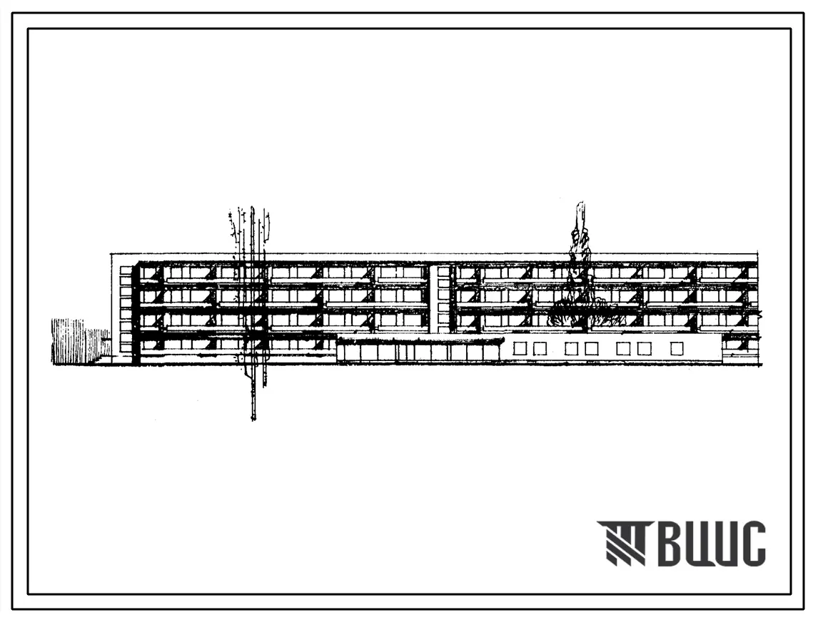 Типовой проект 162-80-10СП Четырехэтажное общежитие на 600 мест для рабочих, служащих, студентов и учащихся профтехучилищ, для строительства на просадочных грунтах.