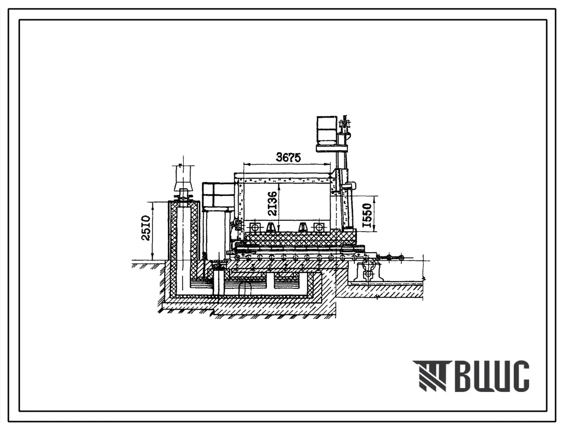 Типовой проект 406-9-249 Печь термическая с выкатным подом размерами 2,0х3,5 м на газе с отводом продуктов сгорания вверх
