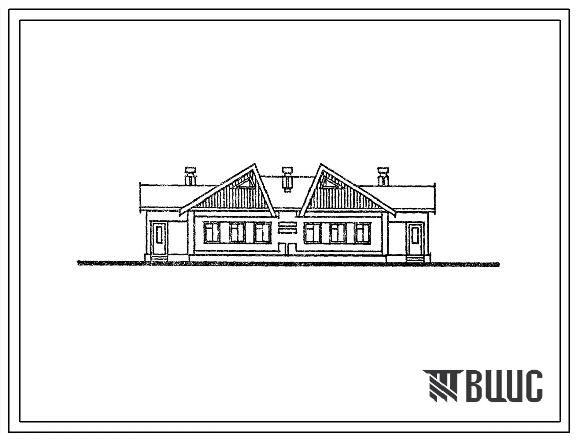 Типовой проект 184-16-105.2.13.87 Одноэтажный двухквартирный жилой дом с двухкомнатными квартирами для государственного строительства в Северо-Кавказской зоне РСФСР. Вариант - стены из саманных блоков