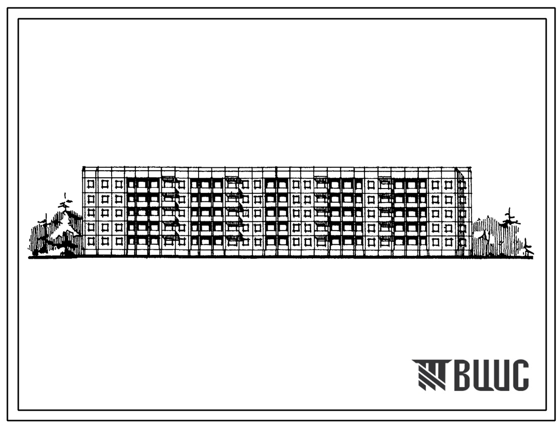 Типовой проект 111-94-1/71 5-этажный 6-секционный крупнопанельный жилой дом на 80 квартир 1Б.2Б.3Б.4Б (однокомнатных-10, двухкомнатных-40, трехкомнатных-20, четырехкомнатных-10). Для строительства во 2 и 3 климатических районах Украинской ССР.