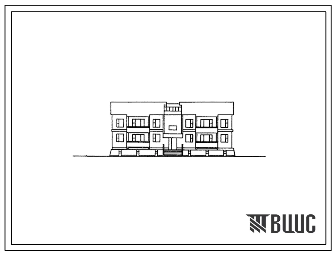 Типовой проект 116-115-95м/1 Двухэтажный жилой дом на 8 квартир (трехкомнатных 3Б-6, четырехкомнатных 4Б-2) брусчатой конструкции. Для строительства в 1А климатическом подрайоне с вечномерзлыми грунтами