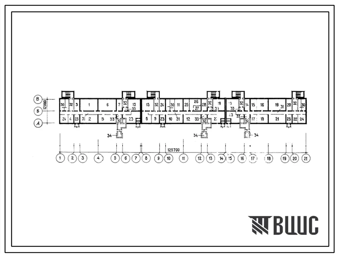 Типовой проект А-IV-1667-209С Помещения общественного назначения в подвале 5 этажного 6 секционного 110-квартирного жилого дома 114-114-12с/1(со стенами из кирпича), (убежище на 1667 человек, размеры убежища 125,7м на 12м, режимы вентиляции 1,2).