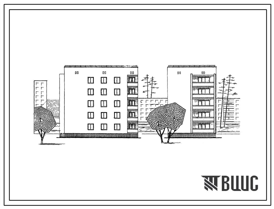 Типовой проект 87-053пв Пятиэтажная блок-секция торцевая левая на 15 квартир для строительства во 2 и 3 строительно-климатических зонах, на просадочных грунтах и над горными выработками.