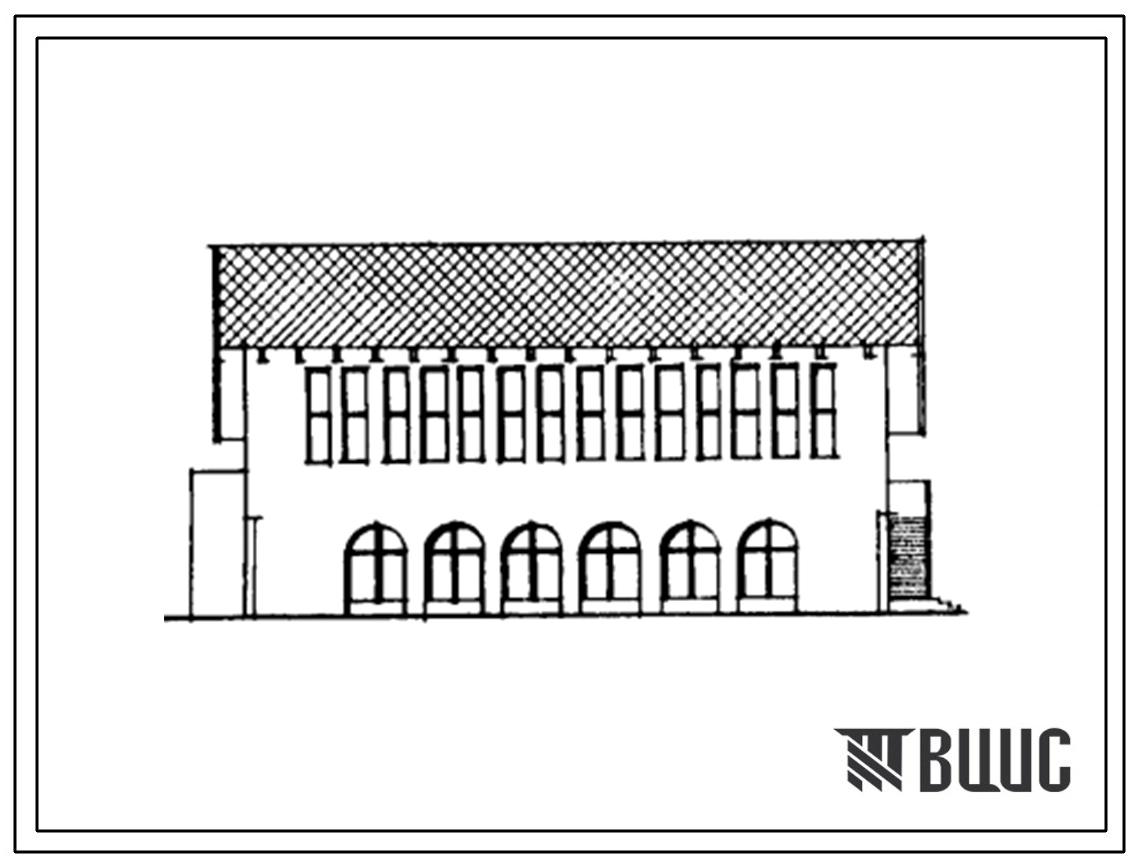 Типовой проект 224-06-21.90 Блок-пристройка спортзала и пищеблока для расширения существующих средних школ на 392 учащихся. Здание двухэтажное. Стены из кирпича.