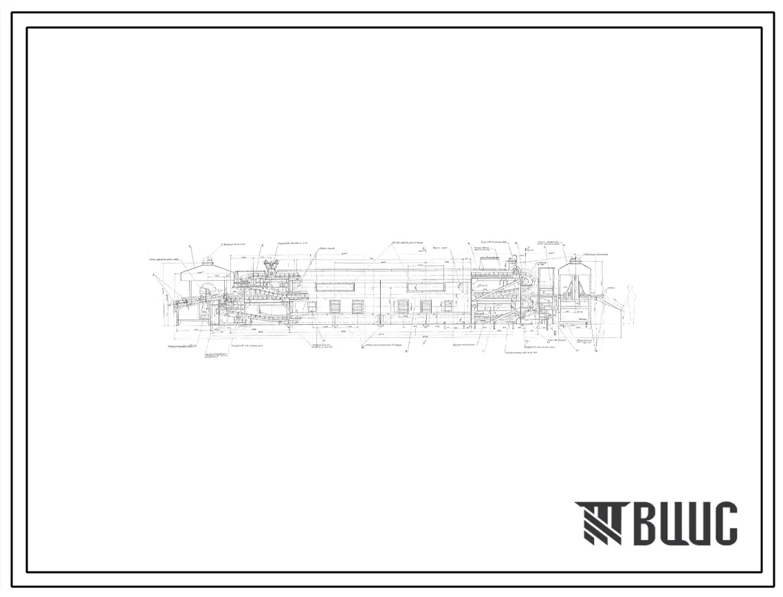 Проект 59494 Конвейерная линия для формирования и тепловой обработки минераловатных полуцилиндров трубопроводов ¢ 57....108 мм. Производительность 20000 м³/год