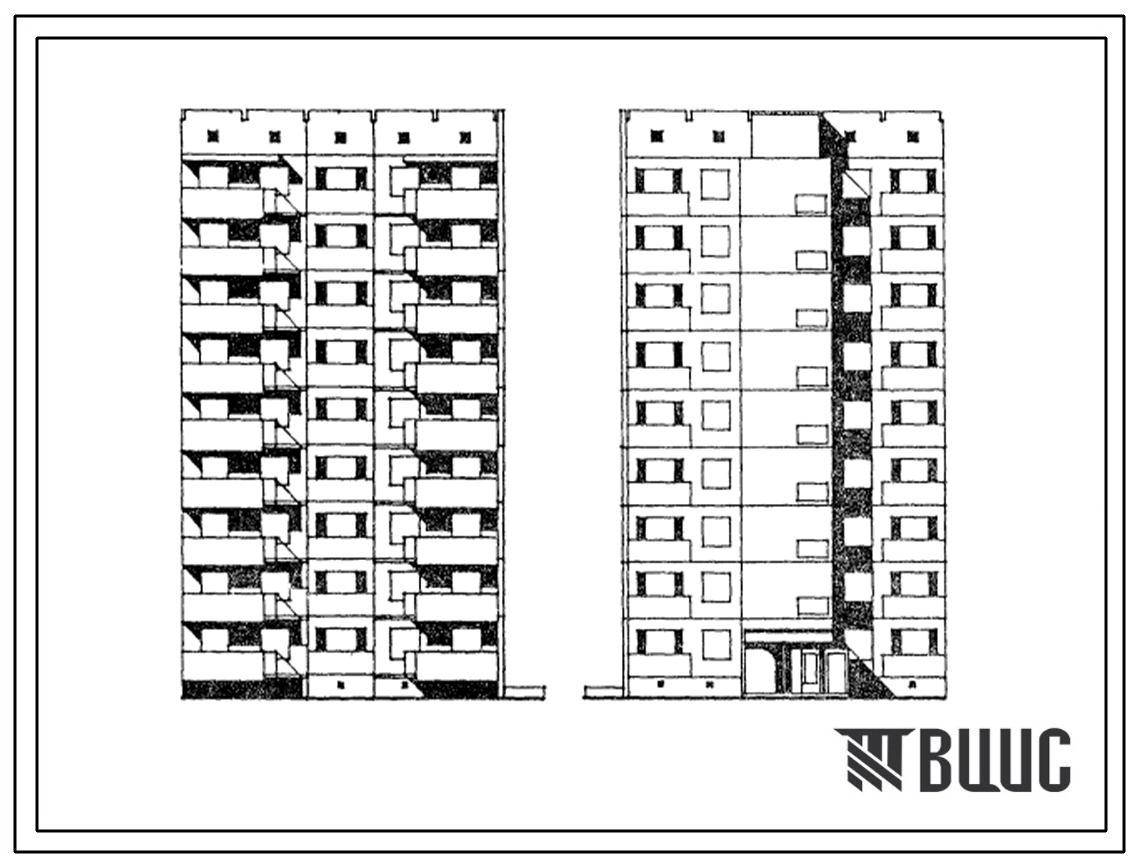 Типовой проект 173-015с.84 Блок-секция 9-этажная 27-квартирная торцевая правая 4А-1Б-1А. Для строительства в 4Б климатическом подрайоне Азербайджанской ССР сейсмичностью 7 баллов.