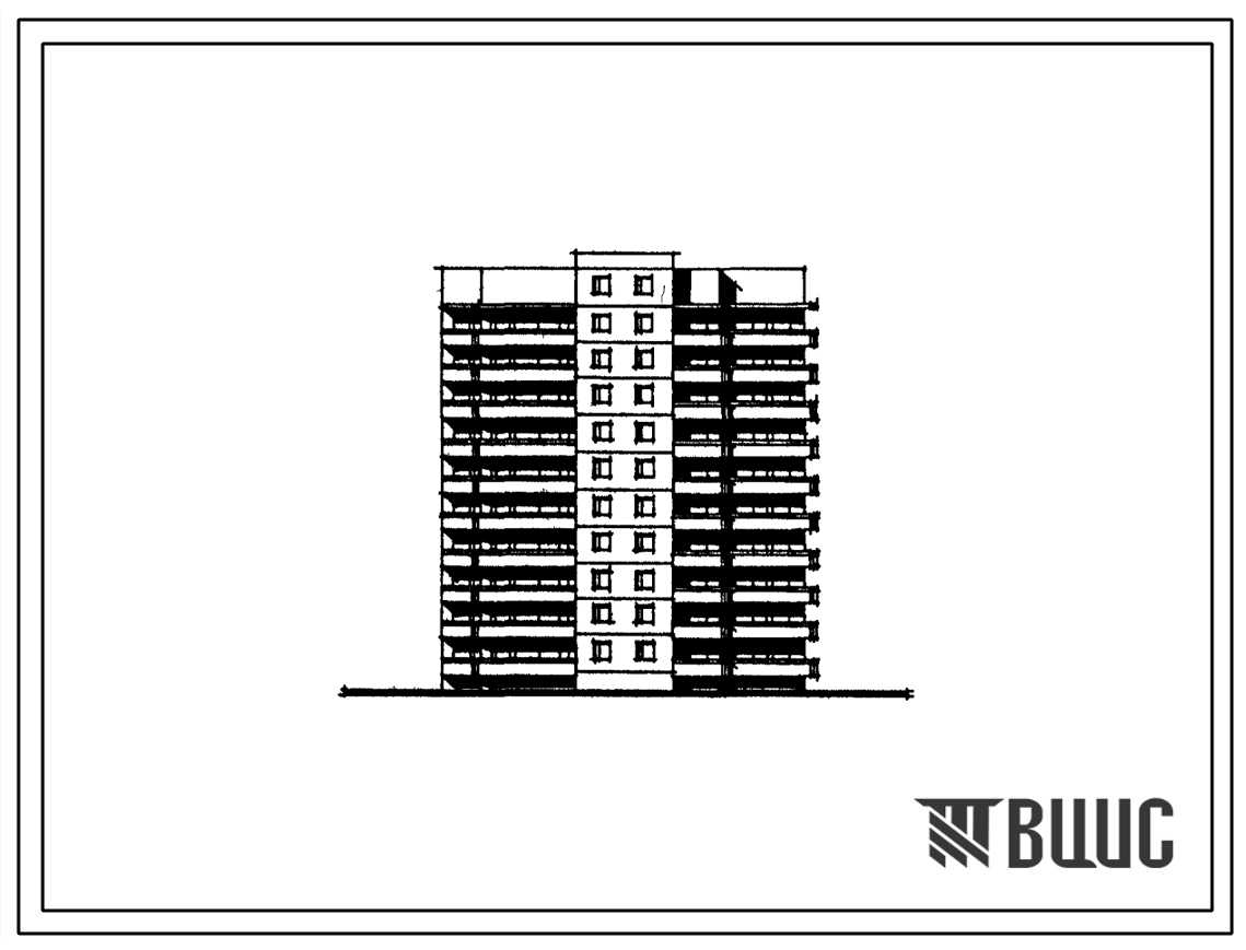 Типовой проект 138-048с.13.89 Блок-секция 10-этажная 40-квартирная угловая правая 3-2-1-3 (для Кабардино-Балкарской АССР)