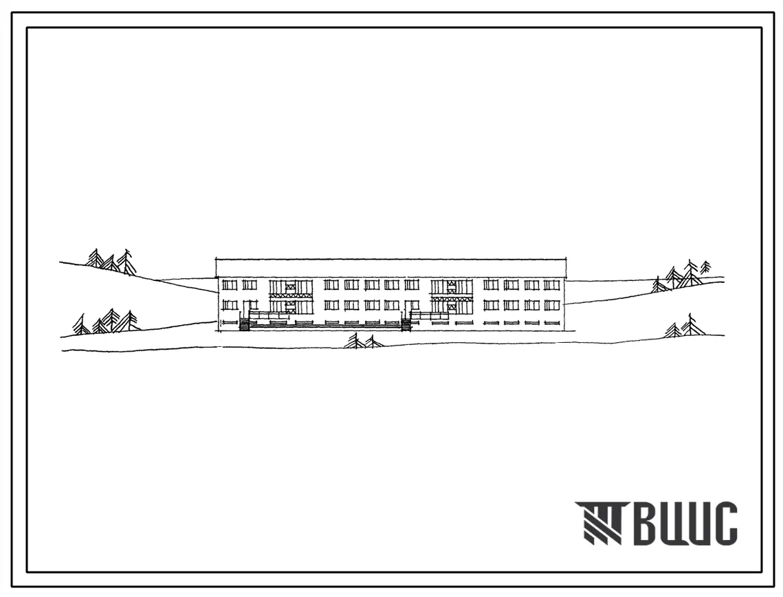 Типовой проект 116-128-3м Двухэтажный 2-секционный дом коридорного типа на 14 квартир брусчатой конструкции. Для строительства в 1 строительно-климатической зоне в районах с вечномерзлыми грунтами.