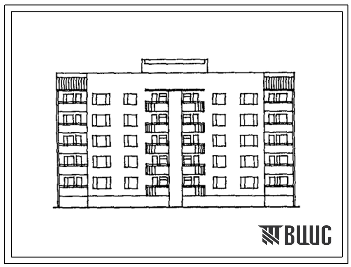 Типовой проект 244-02.13.90 Блок-секция 5-этажная 20-квартирная рядовая (стены монолитные) с торцовыми окончаниями 3-2-2-3 для г. Тулы и Тульской области