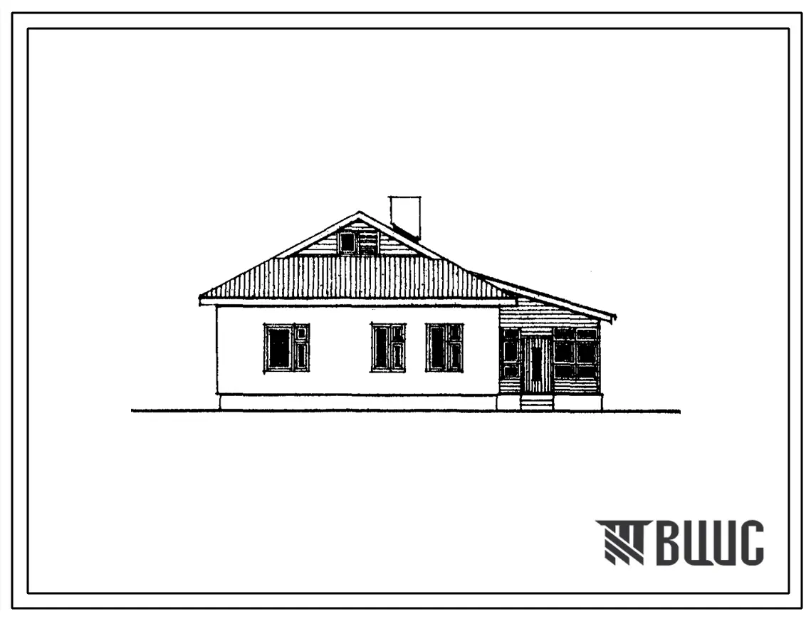 Типовой проект 188-24-195.86 Одноэтажный одноквартирный жилой дом с 3-комнатной квартирой для государственного и колхозного строительства