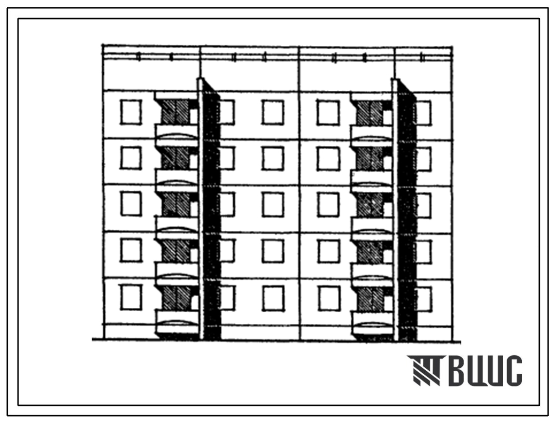 Типовой проект 129-046с.13.86 Блок-секция 5-этажная 15-квартирная лучевая прямая левая 1Б-2Б-3Б (для Армянской ССР)
