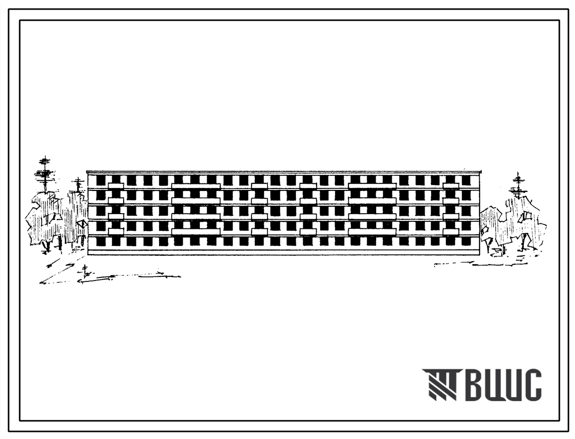 Типовой проект 1М-438АС-2/68 Пятиэтажный четырехсекционный жилой дом на 70 квартир (однакомнатных-10, двухкомнатных-30, трехкомнатных-20, четырехкомнатных-10). Со стенами из пильного известняка.