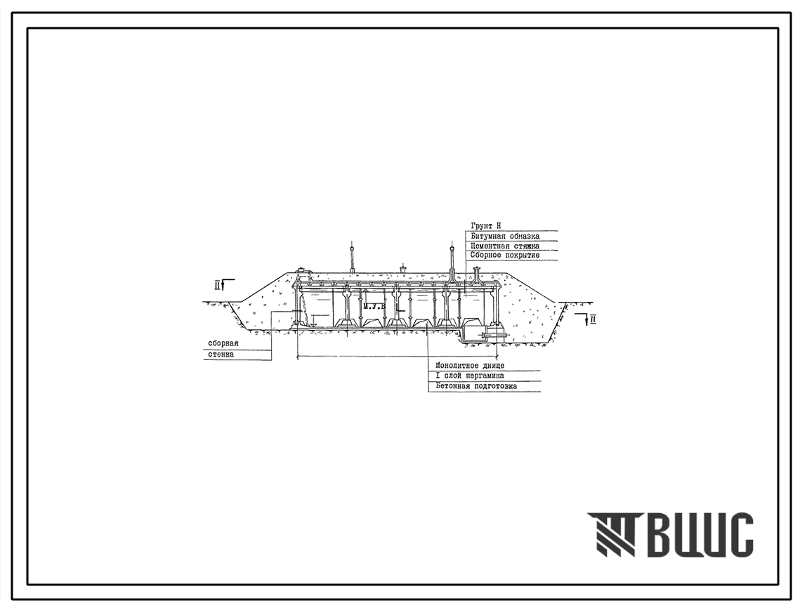 Типовой проект 901-4-7с Резервуар для воды емкостью 3000 м.куб железобетонный прямоугольный заглубленный из сборных унифицированных конструкций для районов с сейсмичностью 8 и 9 баллов