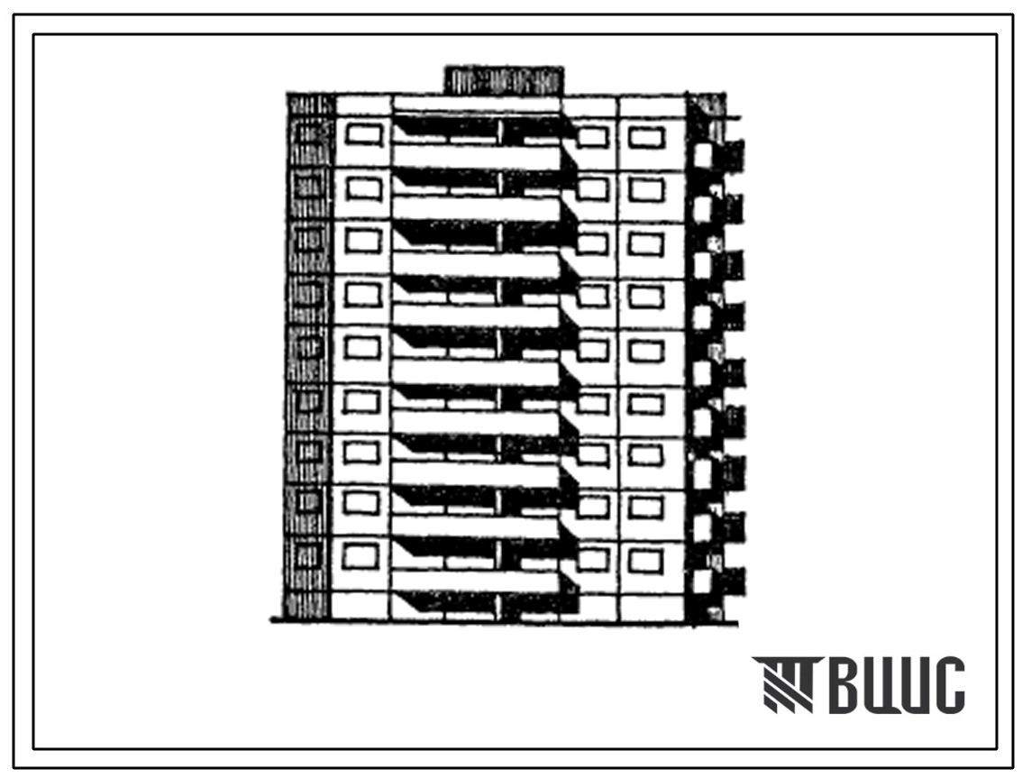Типовой проект 91-031.13.86 Блок-секция 9-этажная 36-квартирная торцовая правая 1-2-3-4 для города Липецка (конструкции из шлакопемзобетона)