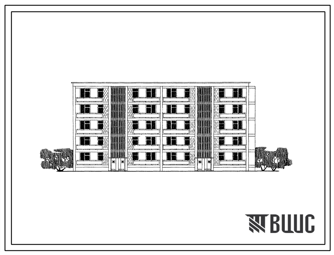 Типовой проект 102-012с Двойная блок-секция 5-этажного дома торцевая на 30 квартир для строительства в Молдавской ССР, в районах с сейсмичностью 8 баллов.