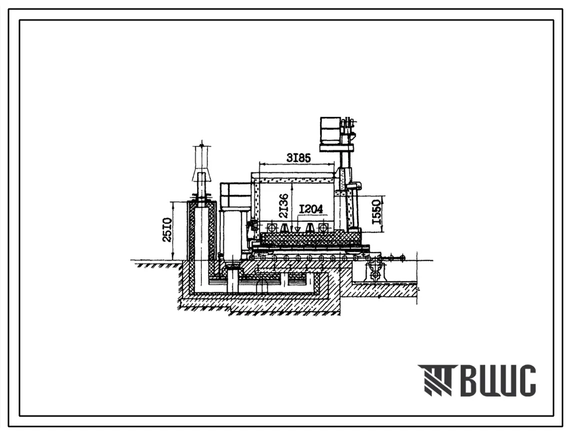 Типовой проект 406-9-247 Печь термическая с выкатным подом размерами 1,6х3,0 м на газе с отводом продуктов сгорания вверх
