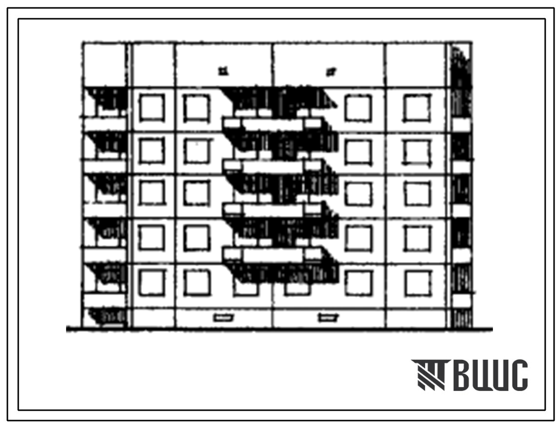 Типовой проект 108-040/1 Блок-секция пятиэтажная торцовая правая на 20 квартир (однокомнатных 1Б-5, двухкомнатных 2Б-5, трехкомнатных 3Б-5, четырехкомнатных 4Б-5) . Для строительства в 1В, 2Б, 2В, 2Г, 3А климатических подрайонах.