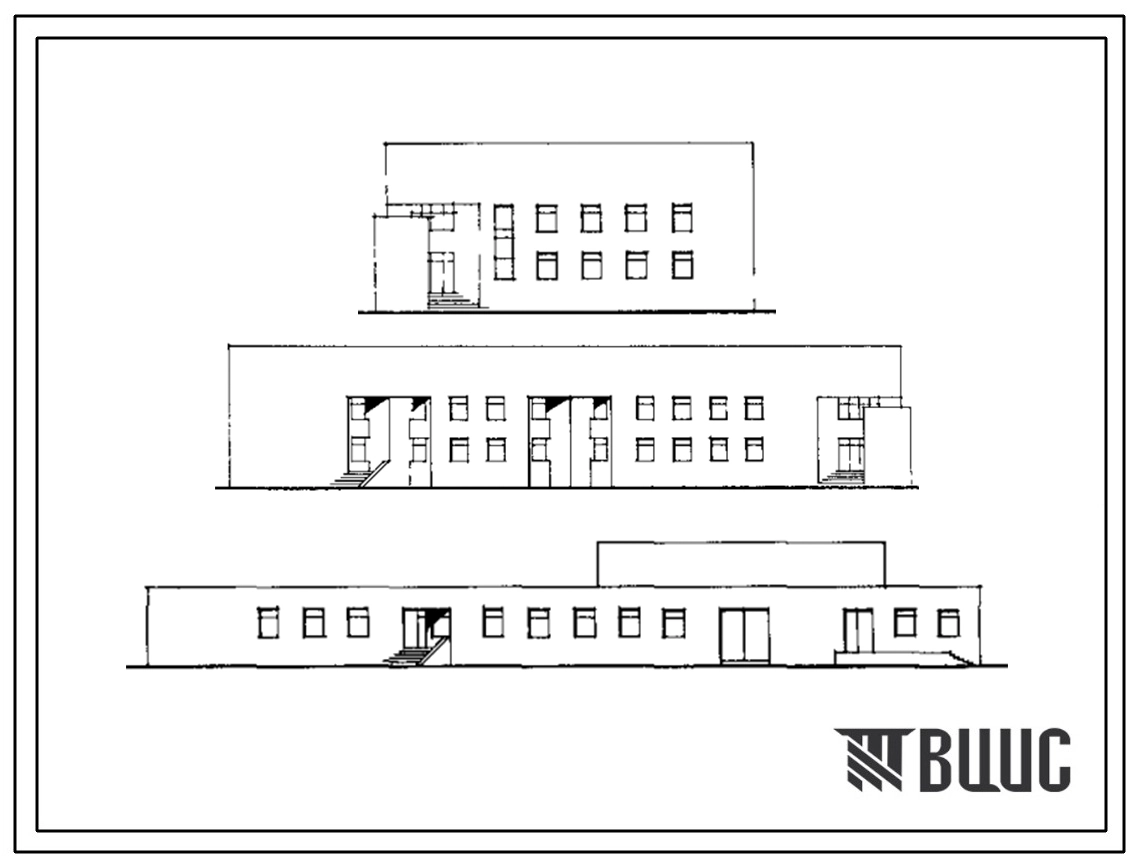 Типовой проект 254-05-37.88 Районная санитарно-эпидемиологическая станция II категории (объемно-планировочное решение). Стены из кирпича.