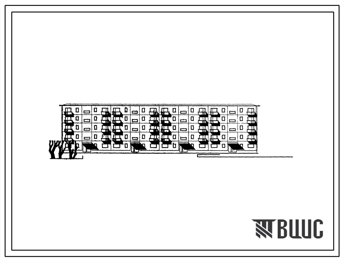 Типовой проект 1-468Б-18 Пятиэтажный четырехсекционный крупнопанельный жилой дом на 60 квартир с наружными стенами из ячеистого бетона однорядной разрезки.