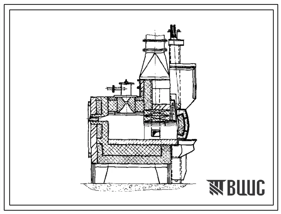 Типовой проект 406-9-85 Печь нагревательная камерная размерами пода 0,7 х 0,7 м на газе низкого давления с отводом дыма вверх