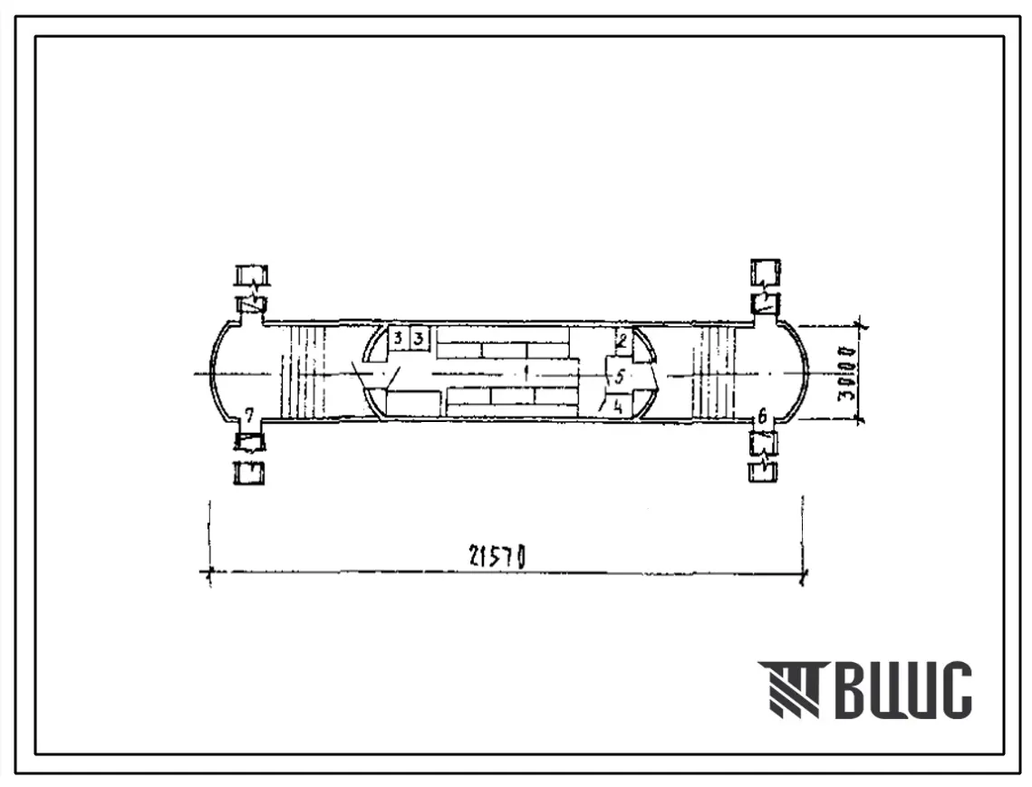 Типовой проект А-II,III,IV-30-414.88 Склад материалов и оборудования отдельно стоящий заглубленный из котлов железнодорожных цистерн (убежище на 30 человек, размеры убежища 21,57м на 3м, режимы вентиляции 1,2).