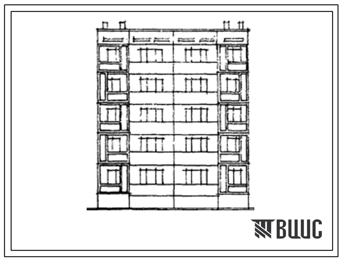 Типовой проект 97-0161.83 Блок-секция рядовая с торцовыми окончаниями пятиэтажная 10-квартирная 3Б.3Б. Для строительства в г. Кзыл-Орда.