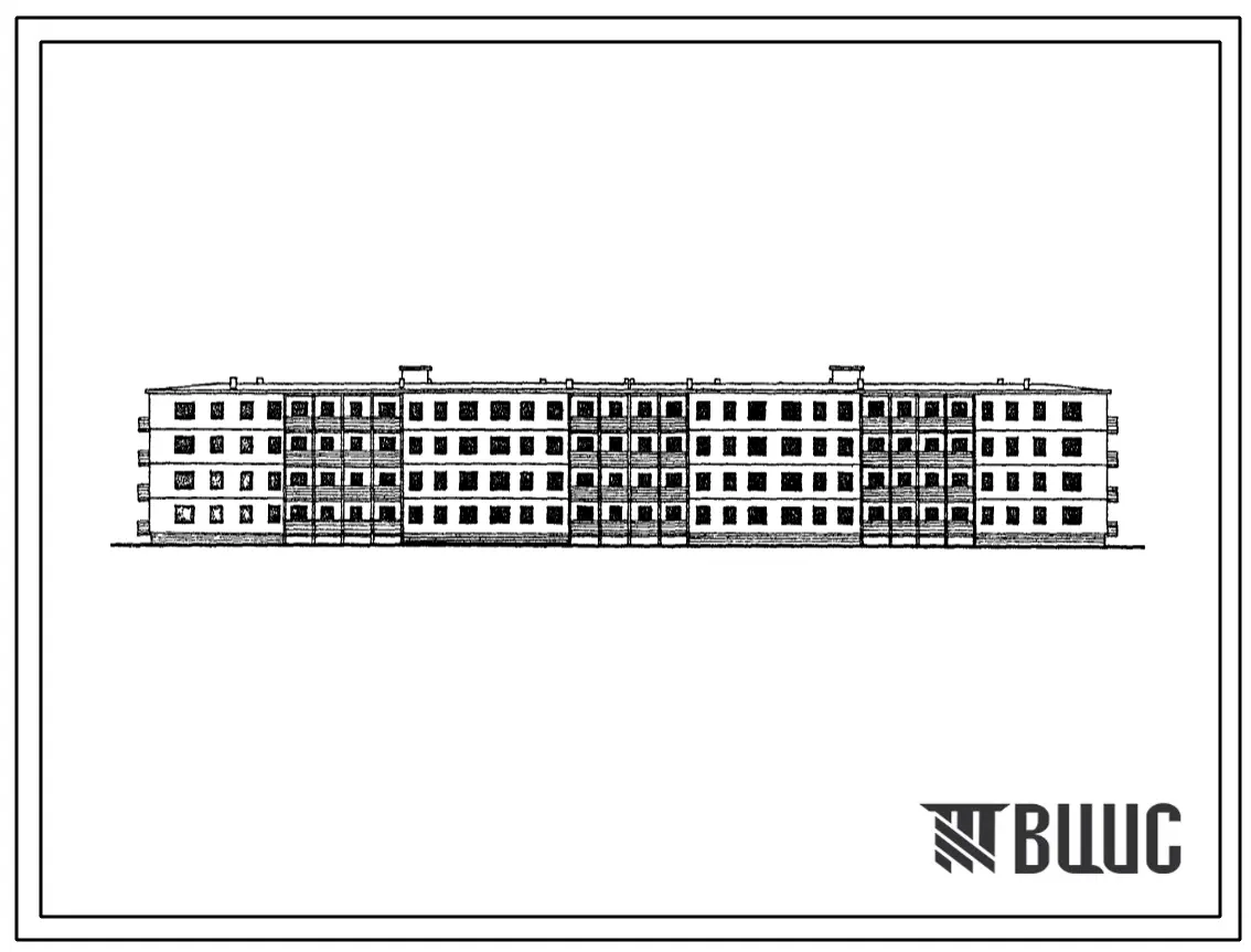 Типовой проект 1у-438АС-34К Четырехэтажный шестисекционный жилой дом на 80 квартир со стенами из кирпича.