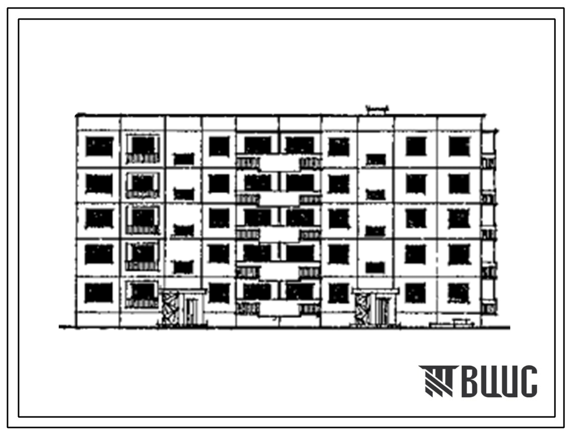 Типовой проект 138-05с Пятиэтажная торцовая блок-секция на 29 квартир 1Б.2Б.3А - 1Б.2Б.2Б (левая)