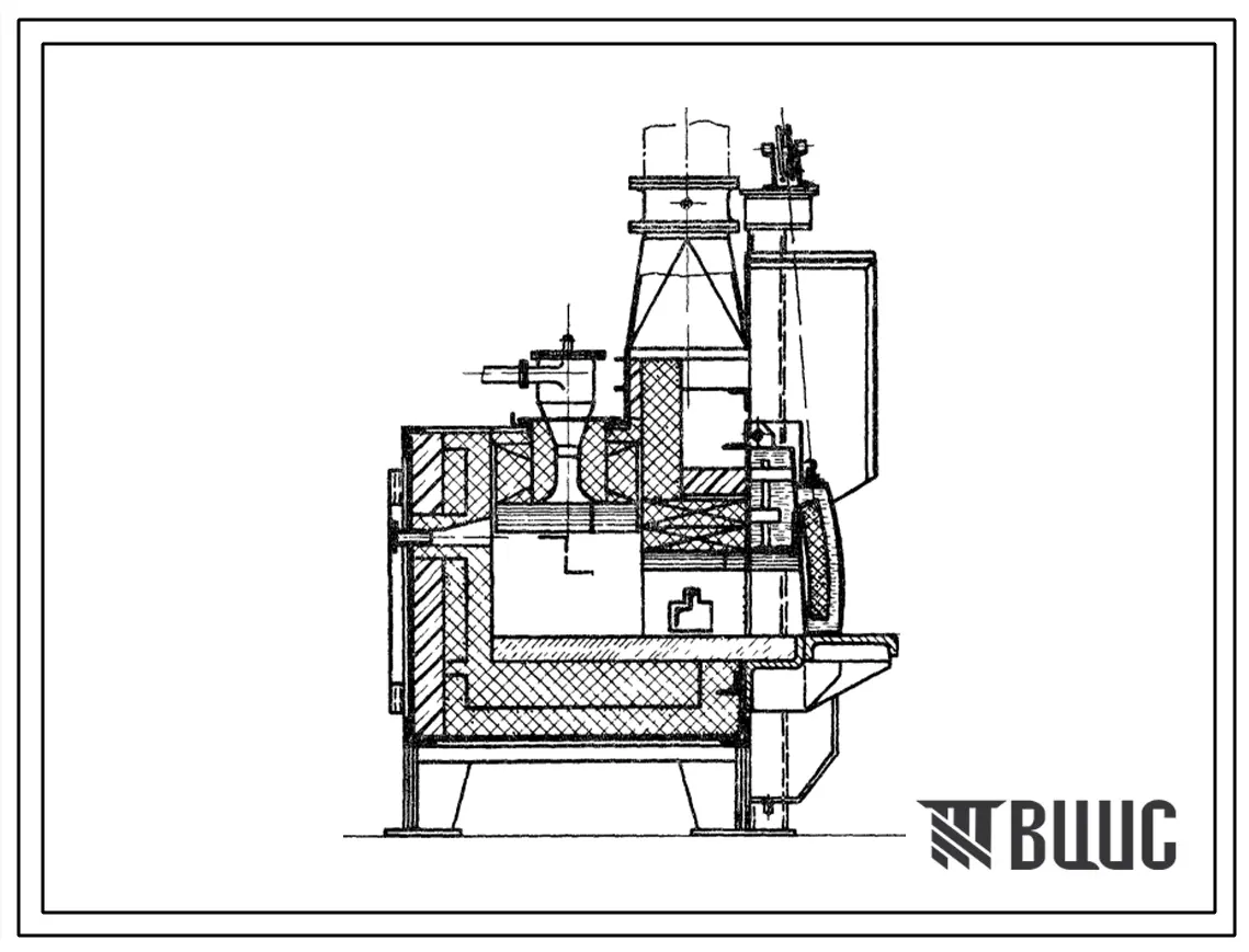 Типовой проект 406-9-91 Печь нагревательная камерная размерами пода 0,9х0,7 м на газе среднего давления с отводом дыма вверх