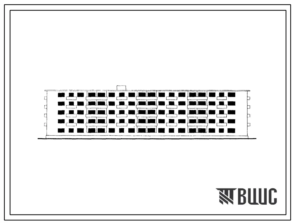 Типовой проект 1-447ЮС-3 Пятиэтажный четырехсекционный 60 квартирный кирпичный дом с поперечными несущими стенами (однокомнатных 10, двухкомнатных 30, трехкомнатных 20).