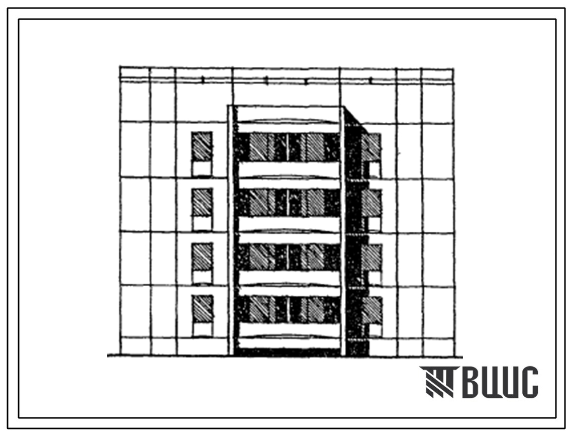 Типовой проект 129-036с.13.86 Блок-секция 4-этажная 8-квартирная поворотная с внешним углом 150 градусов 2Б - 2Б (для Армянской ССР)