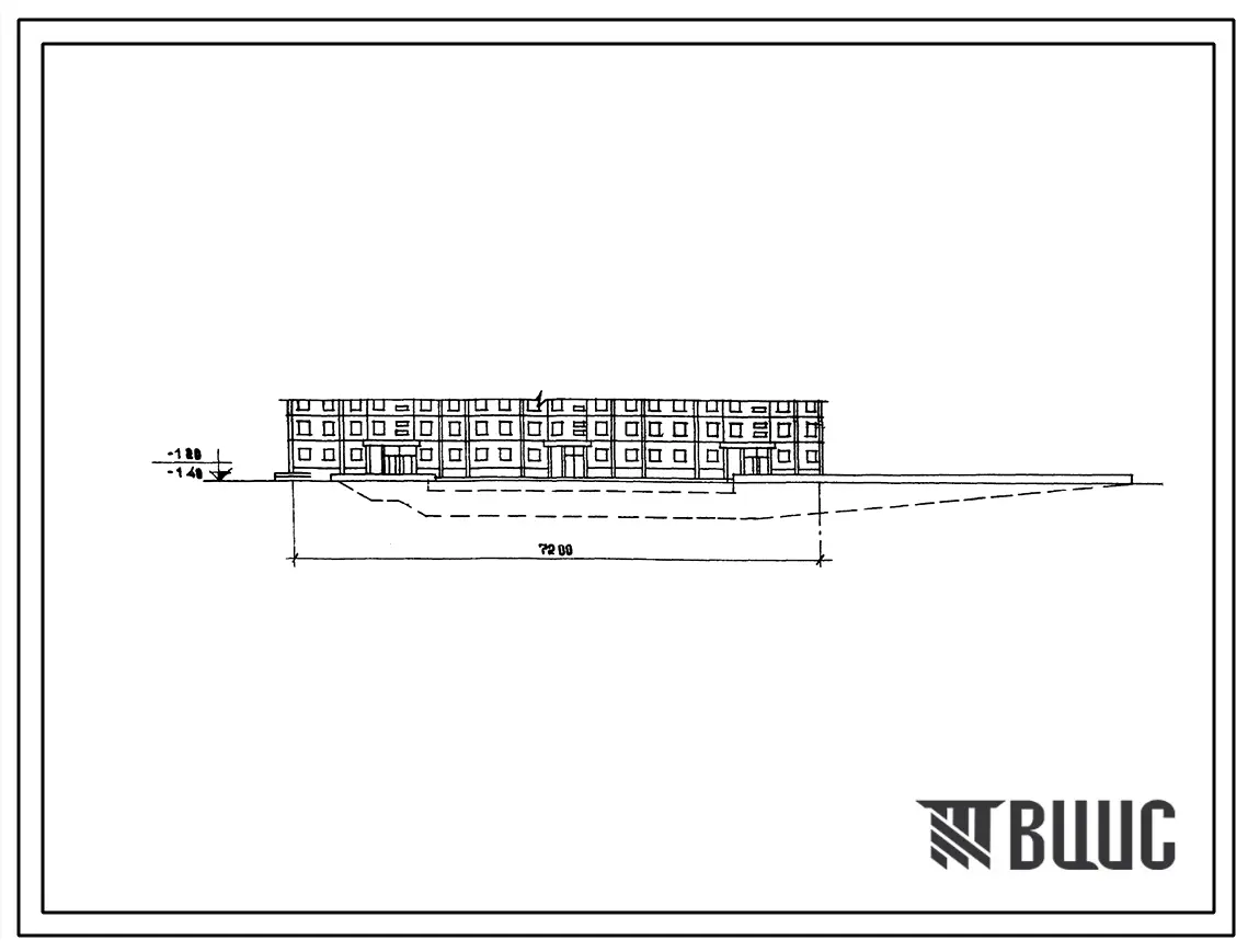 Типовой проект А-II-42/2400-81/5Д Гараж-стоянка типа «А» под 3-х секционным жилым домом П-44/17 с блоком инженерного обеспечения, вынесенным в сторону двора