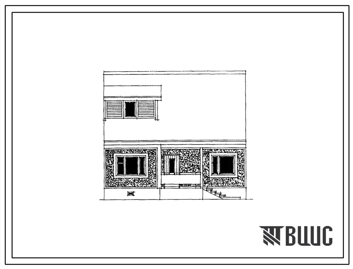 Типовой проект 90-097.86 Блок-дом рядовой правый с четырехкомнатной квартирой. Для Московской области. Общая площадь 86 м2 (СТЕНЫ ИЗ КЕРАМЗИТОБЕТОННЫХ ПАНЕЛЕЙ, Перекрытия железобетонные. Полное инженерное благоустройство. Ориентация широтная, Одноэтажны