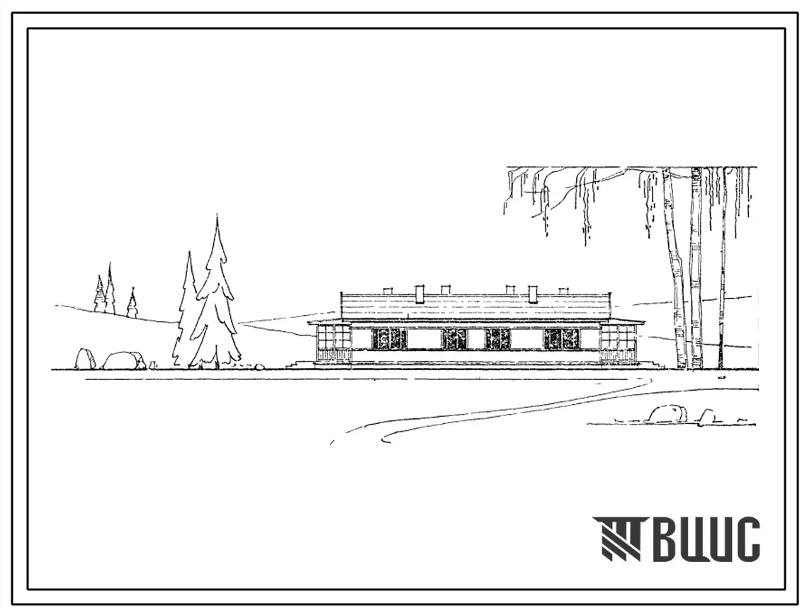 Типовой проект 1-50К-12 Одноэтажный двухквартирный жилой дом с 3- комнатными квартирами с упрощенным благоустройством, стены каркасно-фибролитовые.