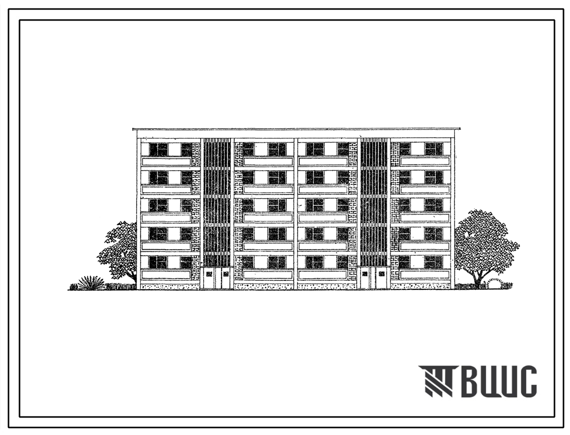 Типовой проект 102-06с Двойная блок-секция 5-этажного дома рядовая на 30 квартир (для строительства в районах с сейсмичностью8 баллов).