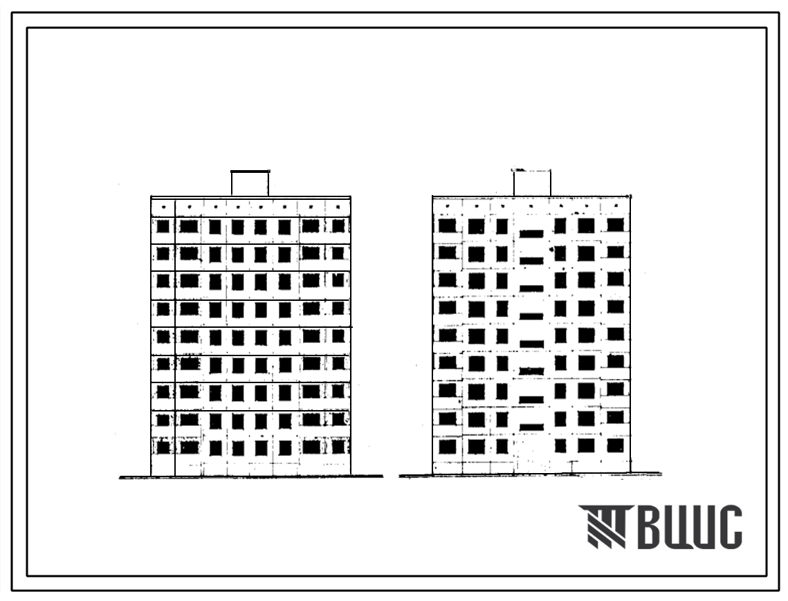 Типовой проект 1-464Д-0116 Девятиэтажная крупнопанельная рядовая блок-секция на 36 квартир. Ориентация широтная. Для строительства в районах с расчетной наружной температурой -39 0С.