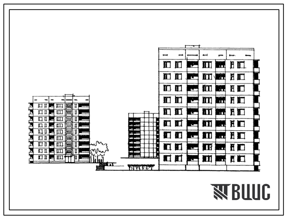 Типовой проект 135-040с 9-этажная 27-квартирная торцевая блок-секция 3А.2Б.2Б (правая)