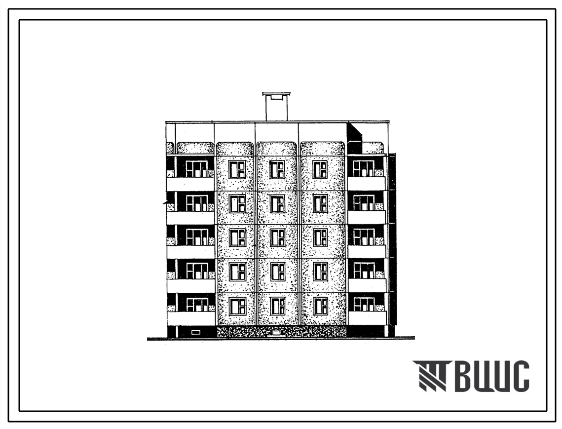 Типовой проект 210-046.13.87 5-этажная блок-секция 1-2-3 на 15 квартир торцевая правая (для строительства в Нижневартовском районе Тюменской области)