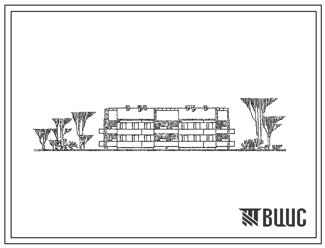 Типовой проект 111-26-27 Двухэтажный двухсекционный жилой дом на 12 квартир (однокомнатных 1Б-4, двухкомнатных 2Б-4, трехкомнатных 3Б-4). Наружные стены из аглопоритобетонных панелей. Для строительства во 2 и 3 климатических районах