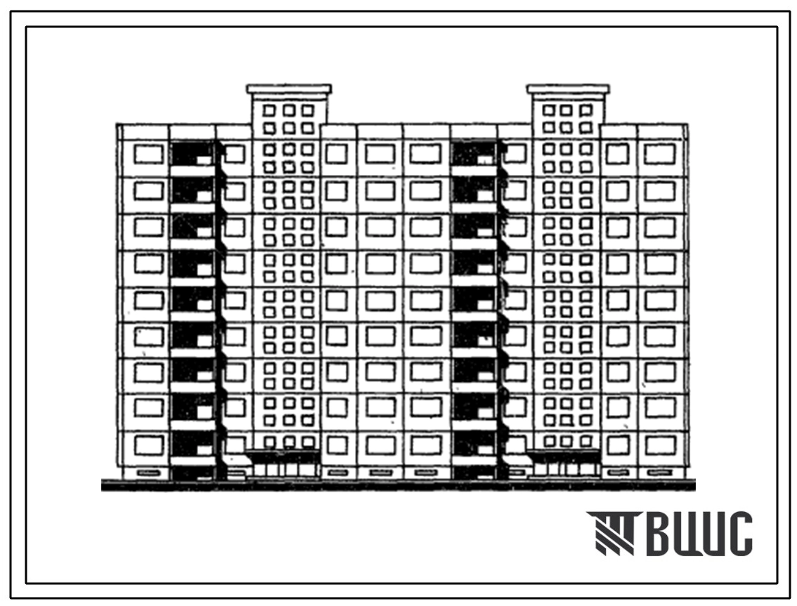 Типовой проект 111-120-32/1.2 Дом девятиэтажный двухсекционный 54-квартирный. Для строительства в г.Каунасе Литовской ССР.