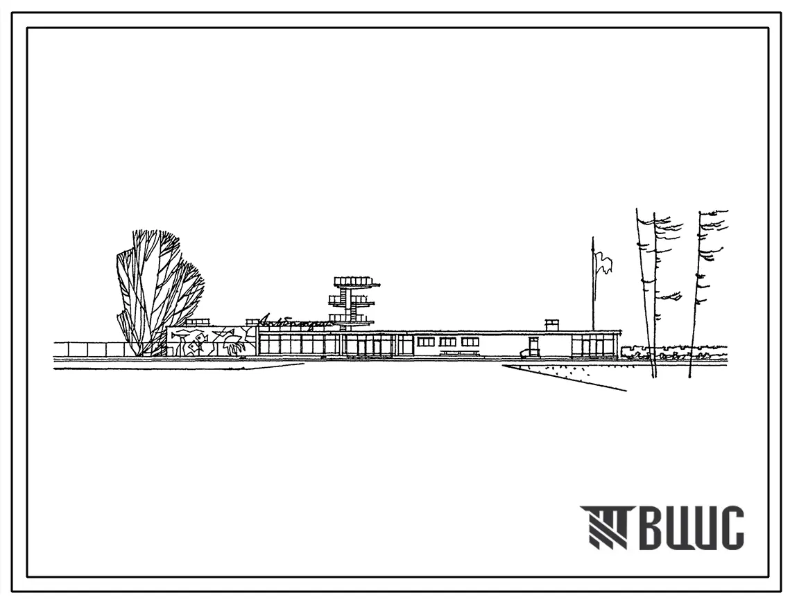 Типовой проект 292-3-3 Открытый плавательный бассейн с ванной 25х15 м и детской ванной. Для строительства во II и III строительно-климатических зонах.
