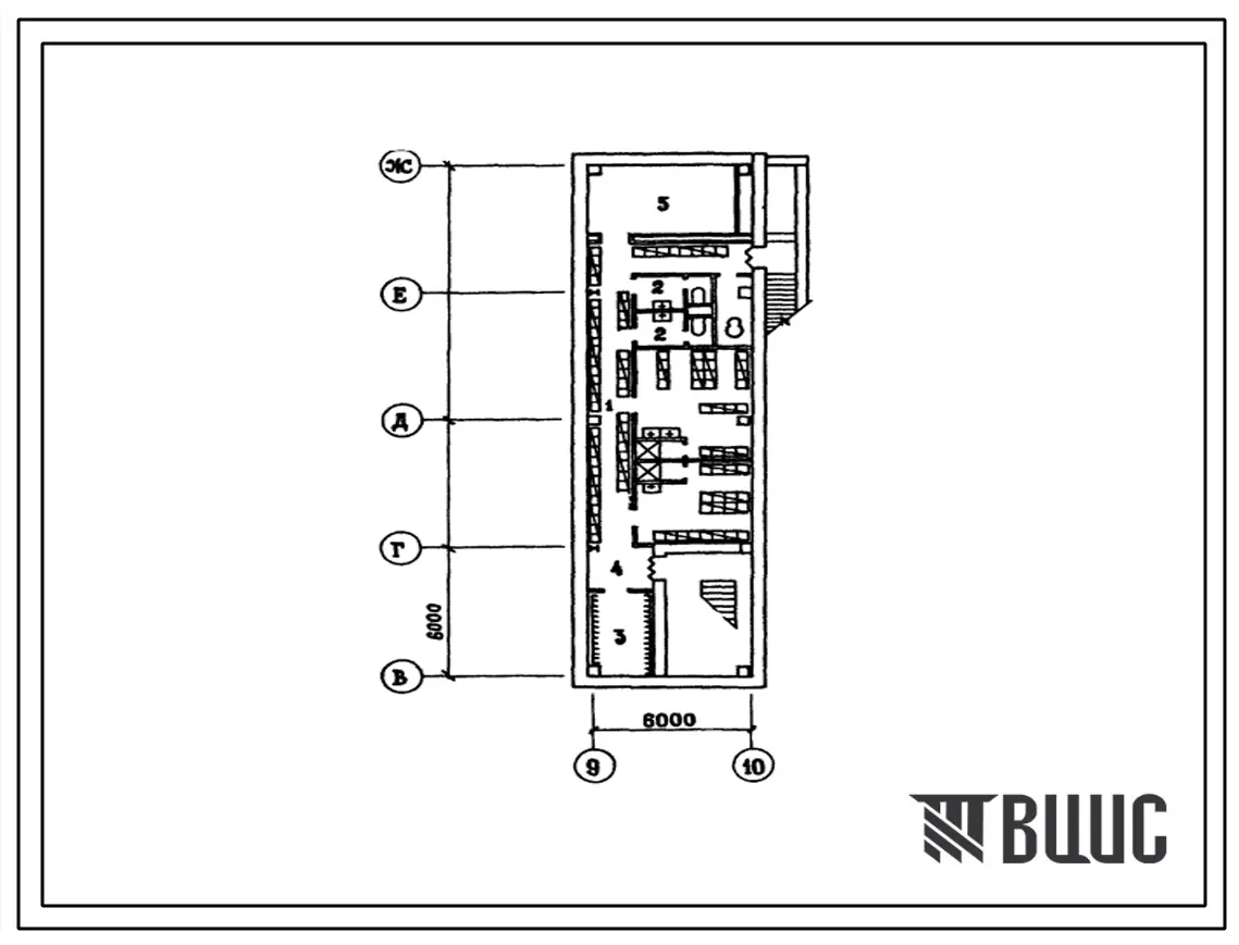 Типовой проект П-2, П-4-120(709-9-75 87) Бытовые помещения в подвале склада бланочной продукции на 1000 тонн годового грузооборота, (убежище на 120 человек, размеры убежища 24м на 6м, режимы вентиляции 1,2).