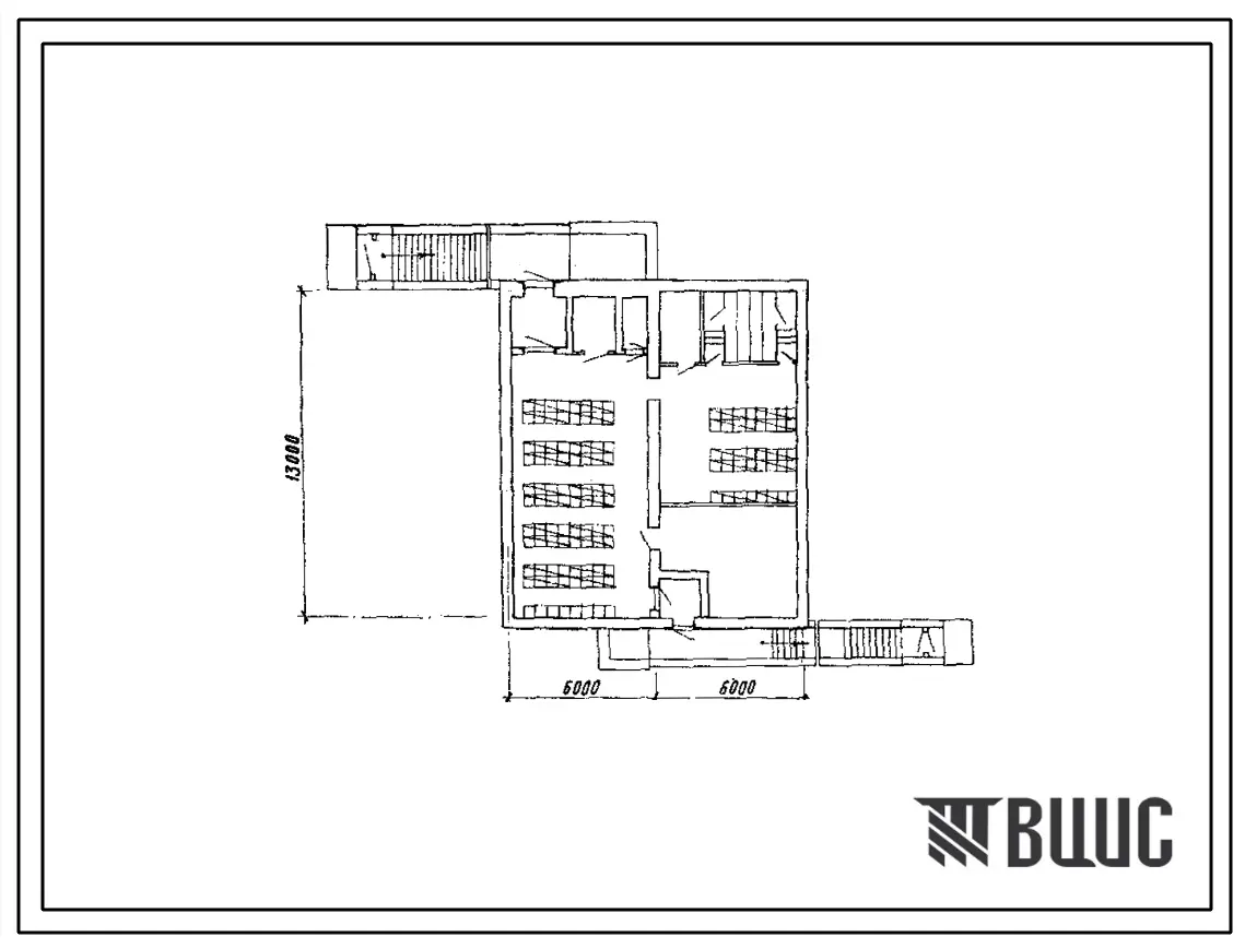 Типовой проект А-II,III,IV-150-279.84 Склад инвентаря и оборудования отдельно стоящий заглубленный. Стены из монолитного железобетона (убежище на 150 человек, размеры убежища 13м на 12м, режимы вентиляции 1,2)