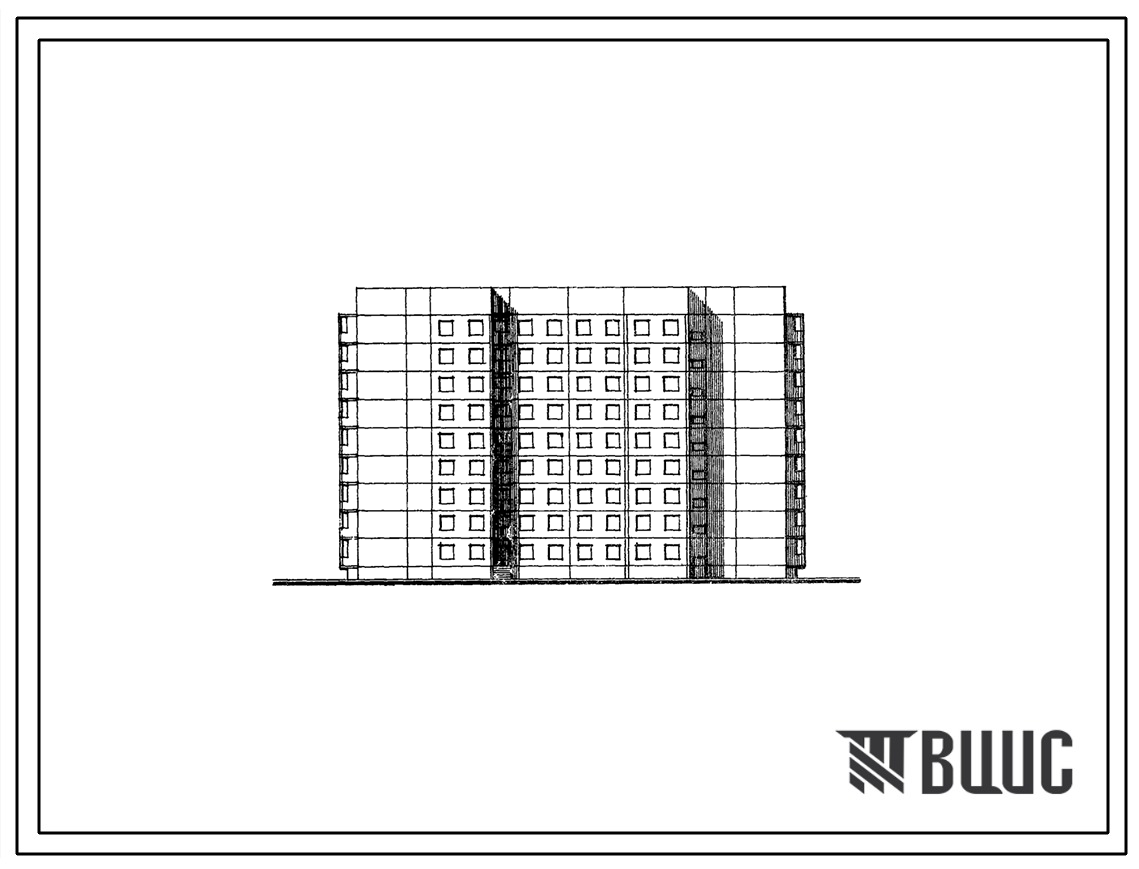 Типовой проект 84-030/1 Девятиэтажная блок-секция общежития с жилыми ячейками на 12 человек. Для строительства в 1В климатическом подрайоне, 2 и 3 климатических районах