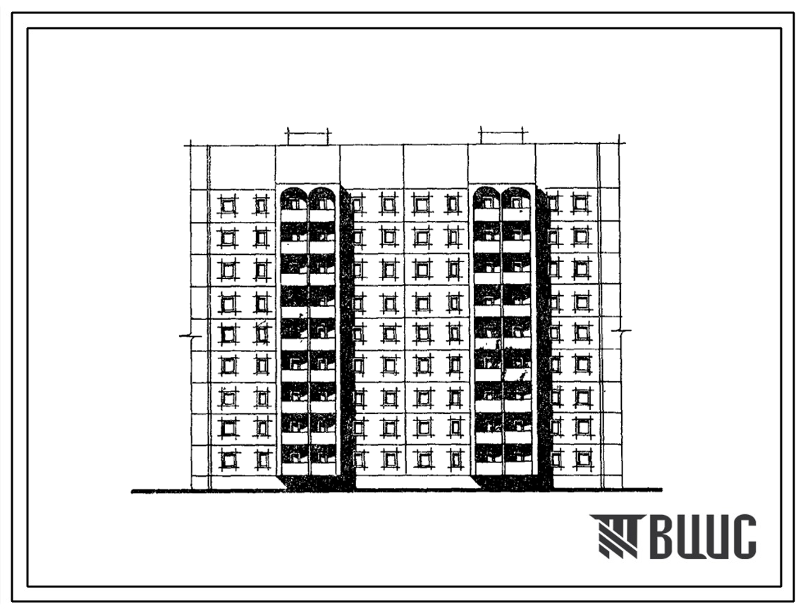 Типовой проект 106-018с.84 Блок-секция 9-этажная 36-квартирная 4Б.4Б-4Б.4Б рядовая. Для строительства в 3 климатическом районе сейсмичностью 9 баллов.