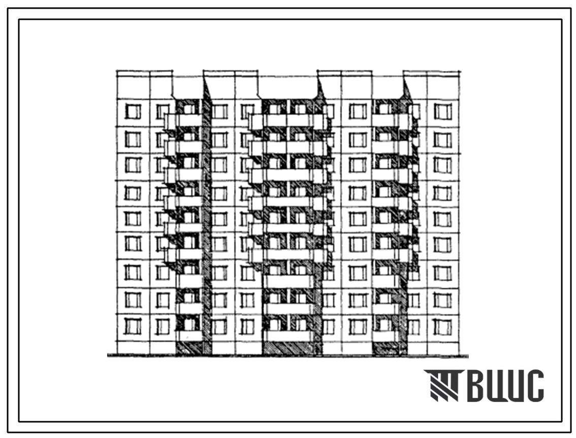 Типовой проект 112-038.86 Крупнопанельные жилые дома. Блок-секция 9-этажная 72-квартирная меридиональная 1Б.1Б.2Б.2Б.2Б.2Б.2Б.2Б