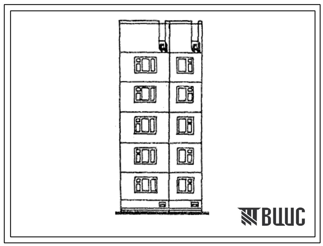 Типовой проект 97-0245.23.86 5-этажный 5-квартирный рядовой блок-комплект правый 5Рп-4А (для г. Караганды)